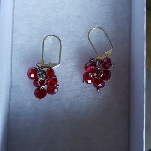 Vintage,  baby cherry colored hanging earrings